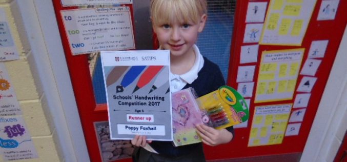 Poppy wins national handwriting competition