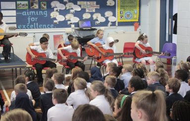 Choir and guitar music concert